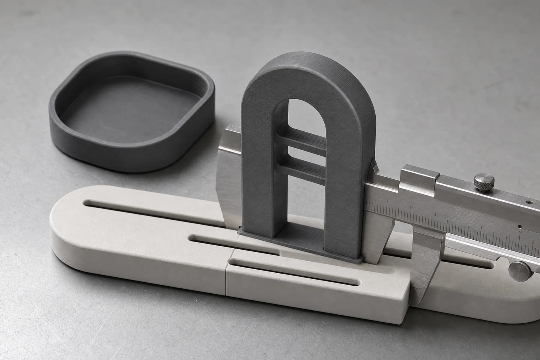 A close tolerance check where the printed upright meets the slotted base rail.